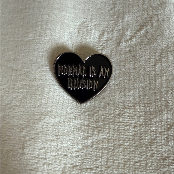 Accessories - Black Heart Enamel Pin - "Normal Is An Illusion"